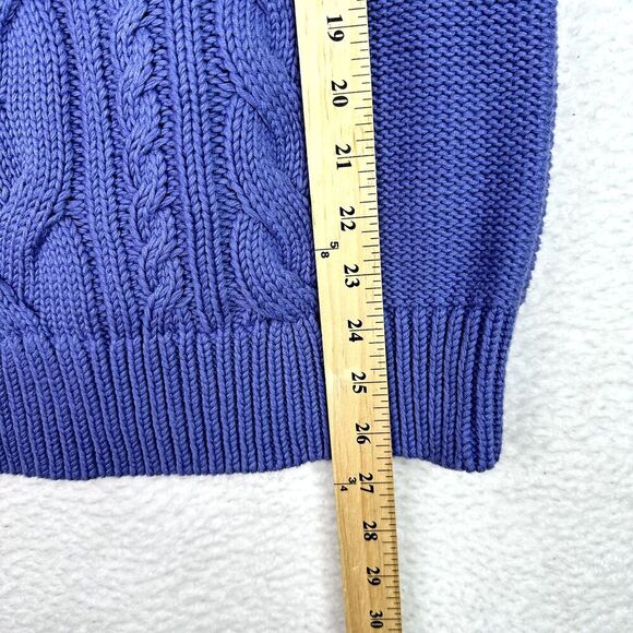 LL Bean Double L Mixed Cable Sweater Womens Sz L Larkspur Funnel Neck Cozy NWT - Picture 10 of 15
